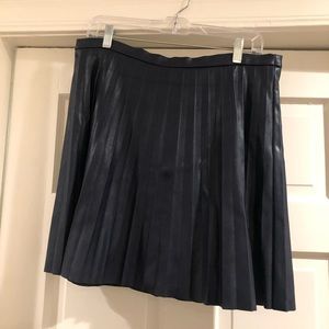 Navy “leather” JCrew pleated skirt